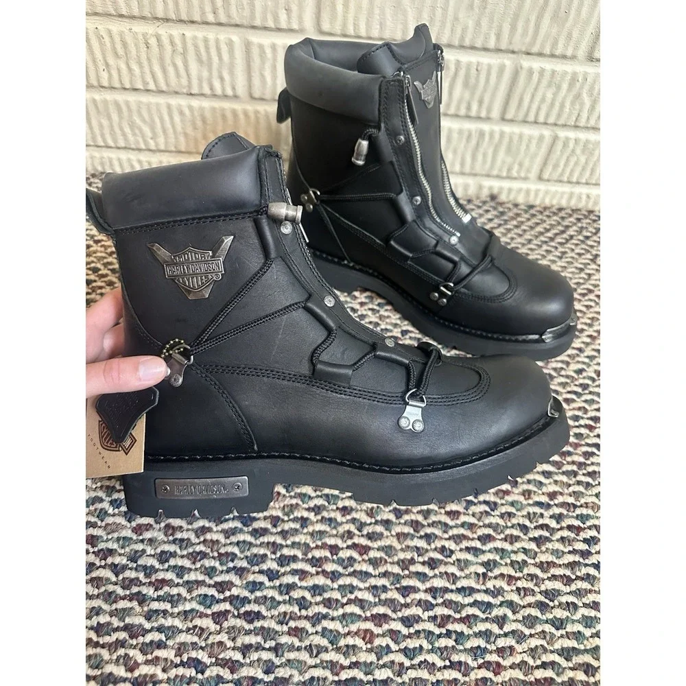 NIB HARLEY DAVIDSON Mens 13 Leather BRAKE LIGHT Riding Boots Biker Moto BLACK
